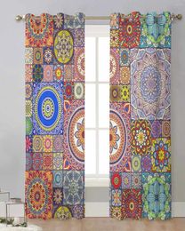 Rideau de style ethnique géométrique égyptien Morris motif en tulle rideaux salon rideaux de fenêtre transparent cuisine moderne voile