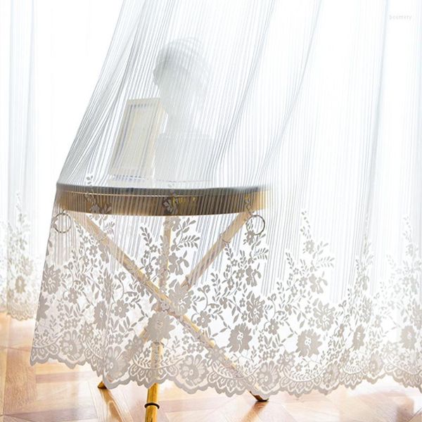 Rideau Europe Blanc Dentelle Tulle Rideaux Pour Salon De Luxe Floral Voile Sheer Fenêtre Chambre Cuisine De Mariage Décor