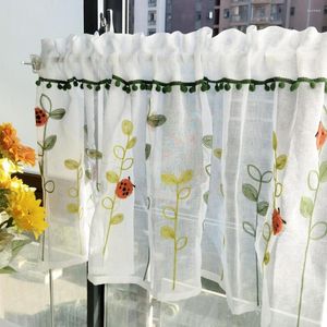 Rideau européen américain court Tulle rideaux pour cuisine blanc dentelle transparente décor à la maison panneau rideaux chambre salon fenêtre