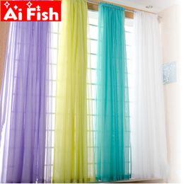 Rideau style européen et américain fenêtre blanche criblage rideaux de porte solides panneau drapé tulle transparent pour salon AP184 # 340 230919