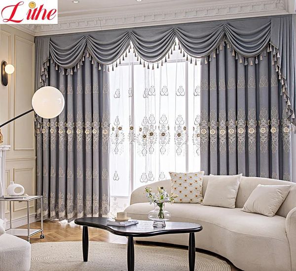 Rideaux rideaux européens pour salon salle à manger haut de gamme fenêtre de luxe fil brodé chambre Villa cantonnière décor vente 230927