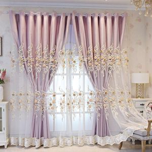 Rideau européen rose haut de gamme en relief broderie rideaux double couche rideaux pour salon chambre villa fenêtre mariage décor à la maison4