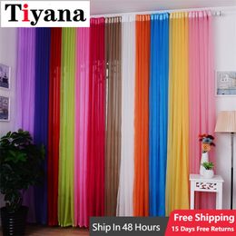 Gordijn European Rainbow Solid Voile Door Window Sheer Tule Curtains Paneel Drape voor woonkamer slaapkamer keuken 230510