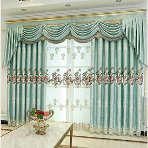 Cortina estilo europeo cortinas para salón comedor dormitorio luz lujo bordado semi-sombra producto terminado personalización