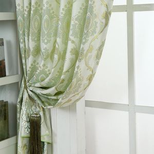 Gordijn Europese stijl Lichtgroen Simple Jacquard Garden Frisse schaduw Afgewerkte product Gordijnen voor levende eetkamer slaapkamer