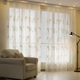 Rideau style européen moderne minimaliste blanc plume lumière luxe rideaux brodés pour salon salle à manger chambre étude