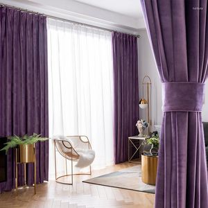 Rideau Style européen violet velours pour salon chambre personnalisé nordique Simple moderne rideaux de fenêtre occultants