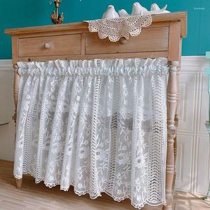 Rideau Style Européen Rose Burnout Dentelle Blanc Creux Court Cuisine Fenêtre Caffee Cabinet Couverture