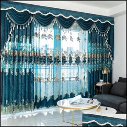 Rideau européen Veet brodé en Chenille, pour chambre à coucher, salon, fenêtre moderne, cantonnière, décoration 203D