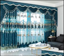 Rideau de broderie veet européenne rideaux de chambre à coucher chenille pour salon