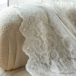 Gordijn Europese witte kanten pure gordijnen voor woonkamer slaapkamer met witte kraal tule raam gordijn gordijnen home decor r230815