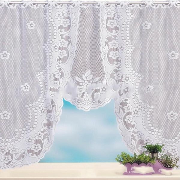 Cortina europea de encaje blanco, cortinas transparentes para cocina, cenefa, ventana, tul, divisores de café, persiana romana para dormitorio