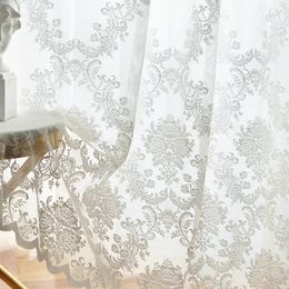 Rideau européen en tulle et dentelle blanche, transparent, pour salon, chambre à coucher, fenêtre, rideau floral de luxe, 231018