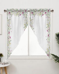 Cortina de granja de flores silvestres, cortinas de flores para dormitorio, ventana, sala de estar, persianas triangulares