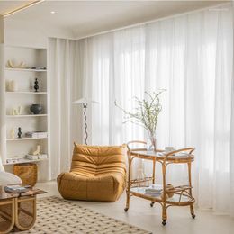 Cortina Cortinas de moda para sala de estar, dormitorio, decoración del hogar, rayas de encaje blanco francés, pantallas de ventana de puerta translúcidas elegantes románticas