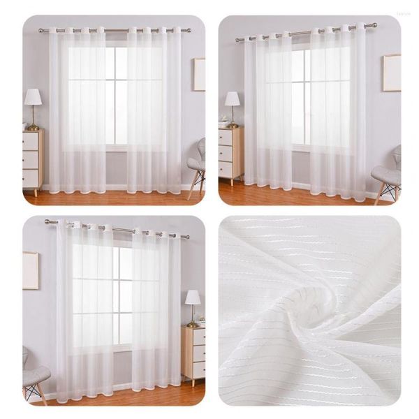 Rideau mode fenêtre gaze fil blanc solide accrocheur Style campagne dépistage transparent décoratif