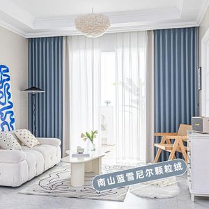 Rideau à la mode Nanshan bleu chambre rideaux avec haute occultation et salon épaissi en velours granulaire