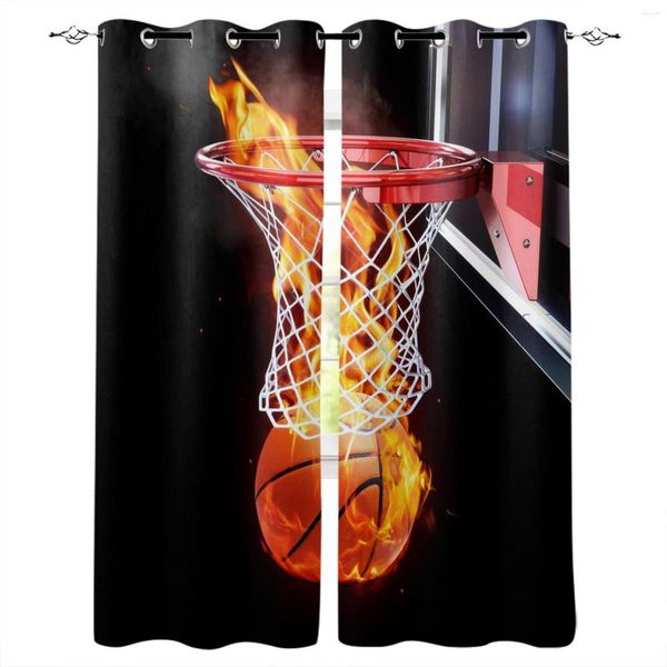 Rideau flamme basket-Ball boîte sport Art rideaux pour chambre salon cuisine fini fenêtre traitement rideaux