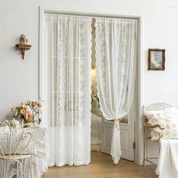 Rideau en dentelle florale transparent à canne à canne de poche extérieure chambre coucher la cloison décoration de la maison