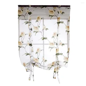 Rideau floral romain semi-transparent de fenêtre de fenêtre ombragée à cravate blinds pour le salon chambre de balcon 1 x 16m (jaune)