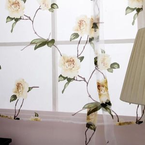 Gordijn Bloemen Romeins Semi Sheer Window Shade Sling Tie Blinds Voor Woonkamer Balkon Slaapkamer 08 X 1m (Geel)