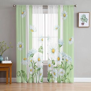Gordijnbloem Daisy Spring Summer Simple Texturetulle Curtains Decoratie Moderne chiffon pure voile keuken slaapkamer raam