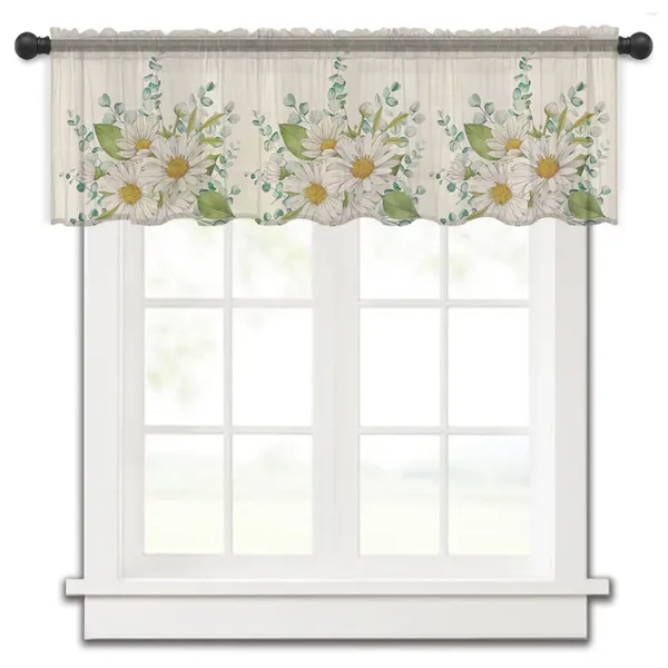 Rideau fleur marguerite été simplicité petite cantonnière de fenêtre pure courte chambre décor à la maison rideaux de Voile