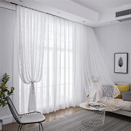 Gordijnbloem geborduurde tule gordijnen gordijnen voor woonkamer slaapkamer kanten rand wit garen woning decor aangepaste cortinas