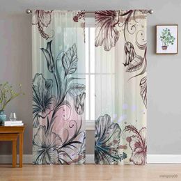 Curtain Flower Retro Bedroom Curtain Window Treatment Drapes Tulle Curtains for Living Room Sheer Curtains R230816