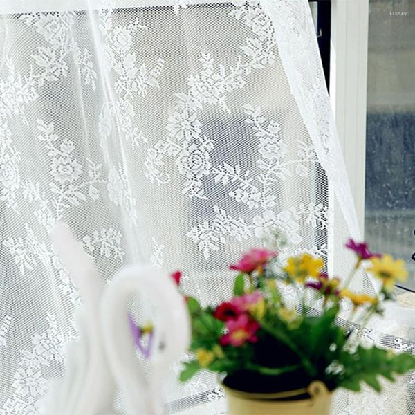 Cortina de flores de tul transparente para ventana, cortina de gasa, 1 panel de tela