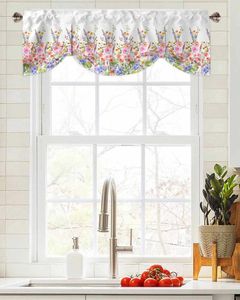 Rideau fleur aquarelle peint à la main, fenêtre de salon, armoire de cuisine, cantonnière à attacher, poche pour tringle