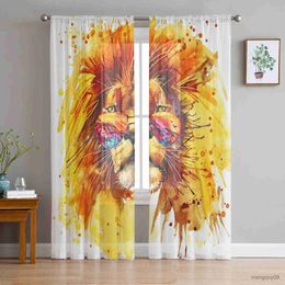 Curtain Flowers Peony Watercolor Bedroom Curtain Window Treatment Drapes Tulle Curtains for Living Room Sheer Curtains R230816