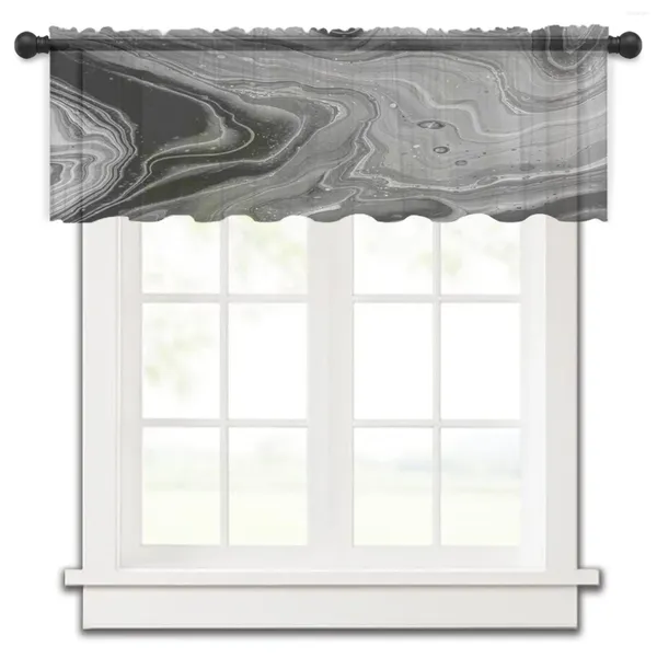 Rideau fluide Art noir et blanc, Voile de chambre à coucher, fenêtre courte, en mousseline de soie, pour la cuisine, décoration de la maison, petits rideaux en Tulle