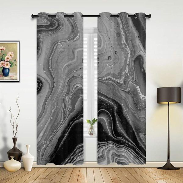 Rideau fluide Art noir et blanc rideaux de fenêtre de luxe pour salon chambre imprimé cantonnière rideaux