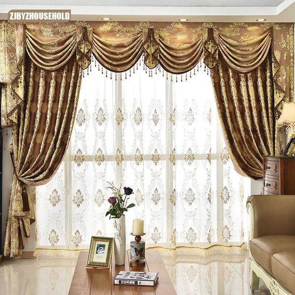 Rideau pour salon salle à manger de haute qualité contracté cantonnière européenne porte dorée rideau chambre fenêtre luxe 210712