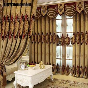 Cortina para sala de estar estilo europeo villa persianas cortinas bordado ventana puerta cortina para comedor dormitorio cenefa 210913