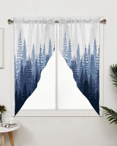 Cortinas abstractas con degradado de bosque para dormitorio, ventana, sala de estar, persianas triangulares