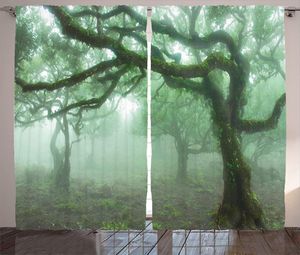 Rideau forêt fenêtre rideaux pour chambre d'enfants laurier au Portugal brumeux octobre jour sauvage exotique Nature Po chambre rideaux