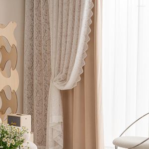 Gordijn Franse crèmekleurige gordijnen voor levende eetkamer slaapkamer Vintage kanten gaas parel raamscherm witte deur gordijnen-xj