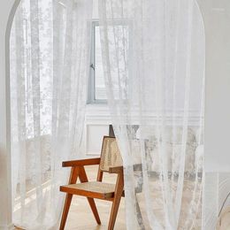 Cortina de encaje francés para sala de estar, cortinas de tul florales blancas, persianas para ventana de dormitorio, cortinas para puerta de cocina, decoración de arco de boda