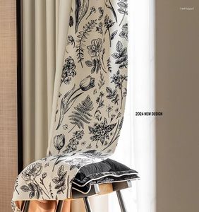 Gordijn Franse retro gordijnen voor woonkamer slaapkamer licht licht luxe high-end gevoel romantisch printen volledig gearceerde hoge precisie