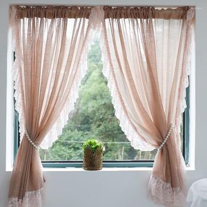 Rideau Style français Romatic fenêtre rideaux avec dentelle blanche Edage luxe Tulle rideaux pour salon chaud Voile chambre