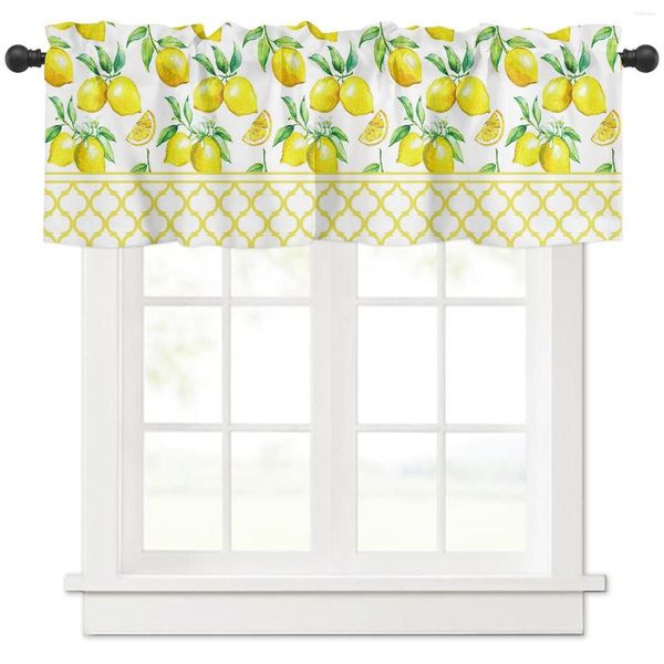 Cortina de fruta fresca, amarillo limón, cortinas cortas marroquíes, cocina, cafetería, vino, puerta de armario, ventana, cortinas pequeñas para decoración del hogar