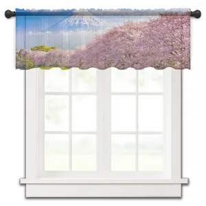 Gordijn Fuji Mountain Cherry Tree Landschap Wolk Klein Raam Tule Pure Korte Woonkamer Home Decor Voile Gordijnen