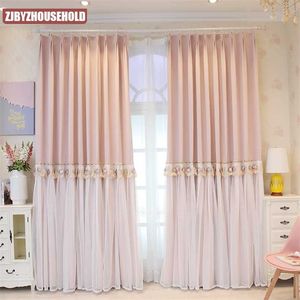 Cortina Full Blackout Dormitorio Aislamiento de calor Protector solar Simple Gancho moderno Little Girl Room Princess Style Cortinas 211203