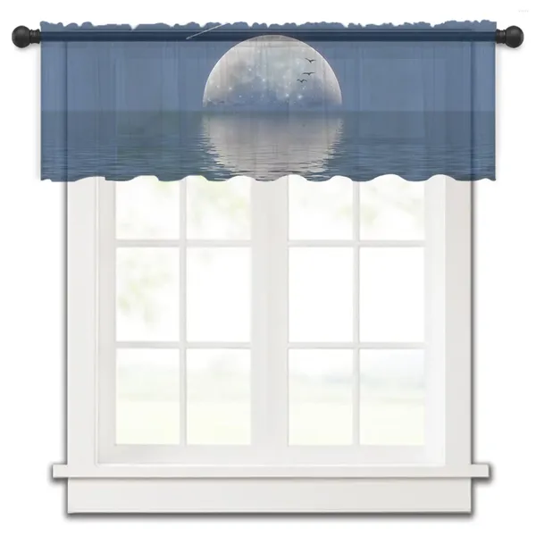 Rideau pleine lune météore de mer oiseau de mer, petite cantonnière de fenêtre pure courte chambre à coucher, draperies en Voile de décoration de maison