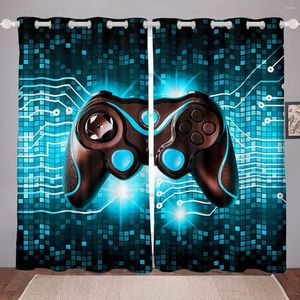 Rideau Gamepad Fenêtre Rideaux Garçons Gamer Rideaux Ados Bleu Rouge Jeu Vidéo Traitements Pour Enfant Enfant Chambre Salon Cortinas