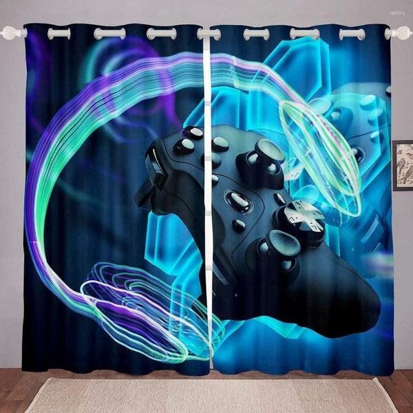 Cortina Gamer niños Cortinas de ventana adolescentes niños juegos para sala de estar dormitorio cocina Blackout Gamepad Cortinas