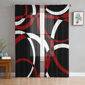 Rideau géométrique cercle Art moderne rouge voilages salon fenêtre Tulle chambre voile décor luxe rideaux