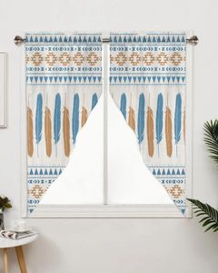Rideau géométrique rétro plumes médiévales triangulaire pour café cuisine porte courte salon fenêtre rideaux rideaux